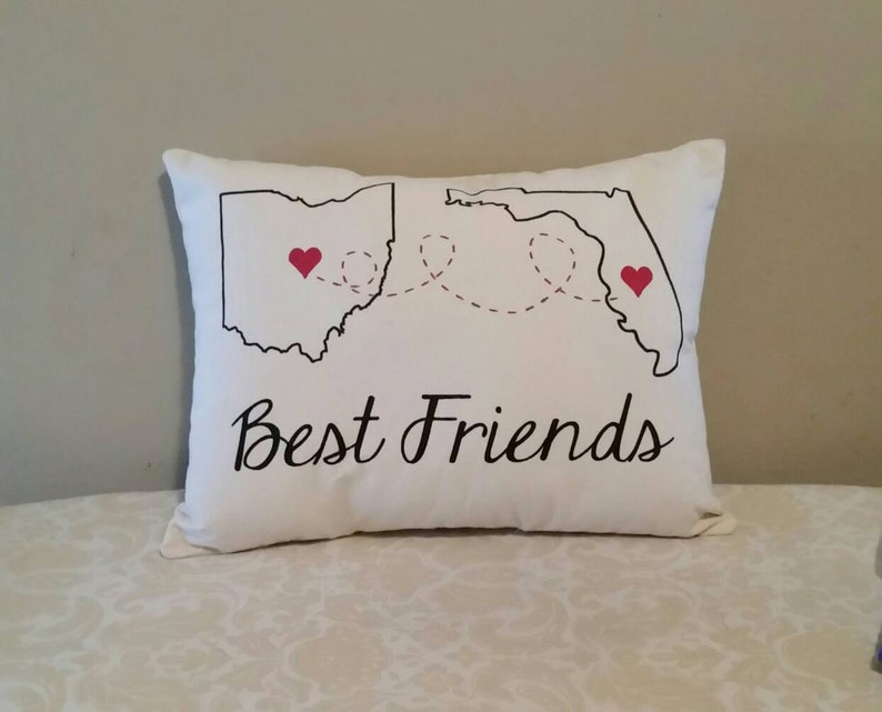 Long Distance Best Friend Gifts State to State Pillow Miles Apart But Close at Heart Bridesmaid Gift BFF Gifts Miss you gift image 4