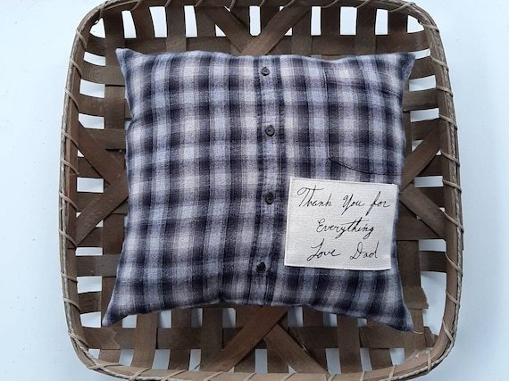 Memory Shirt Pillow with Loved Ones Handwriting | Remembrance Gifts for Loss of Father, Loss of Mother | Sympathy Gift Loss of Parent