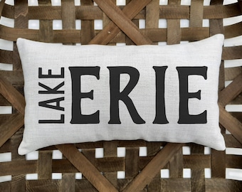 Custom Lake Pillow: Hand-Painted Cotton Canvas, Lake House Decor