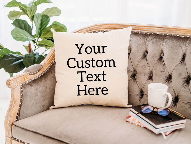 Custom Quote Pillow 18x18 inch square Custom Scripture Verse Pillow Your Custom Words Your family name, wedding date Custom Design image 1