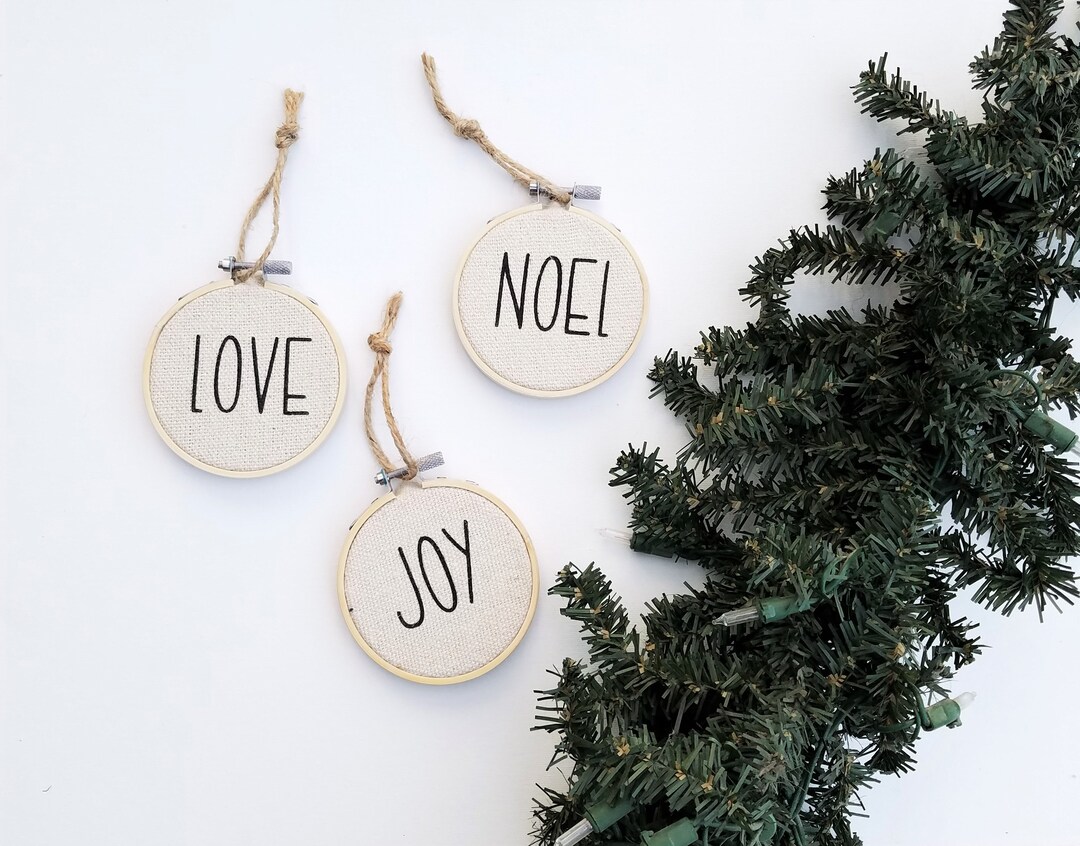 Farmhouse Style Christmas Ornaments Set of 3 Embroidery Hoop - Etsy