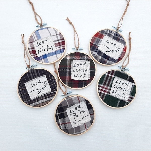 Custom Memory Ornaments from Loved Ones Shirt with Handwriting, Christmas Gift for Siblings