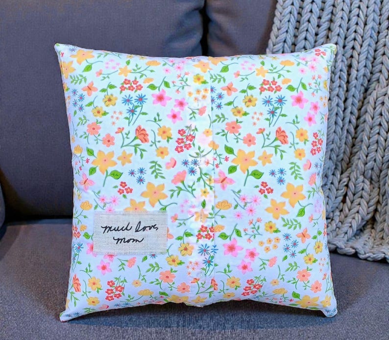 Memory Shirt Pillow with Loved Ones Handwriting | Remembrance Gifts for Loss of Father, Loss of Mother | Sympathy Gift Loss of Parent image 2