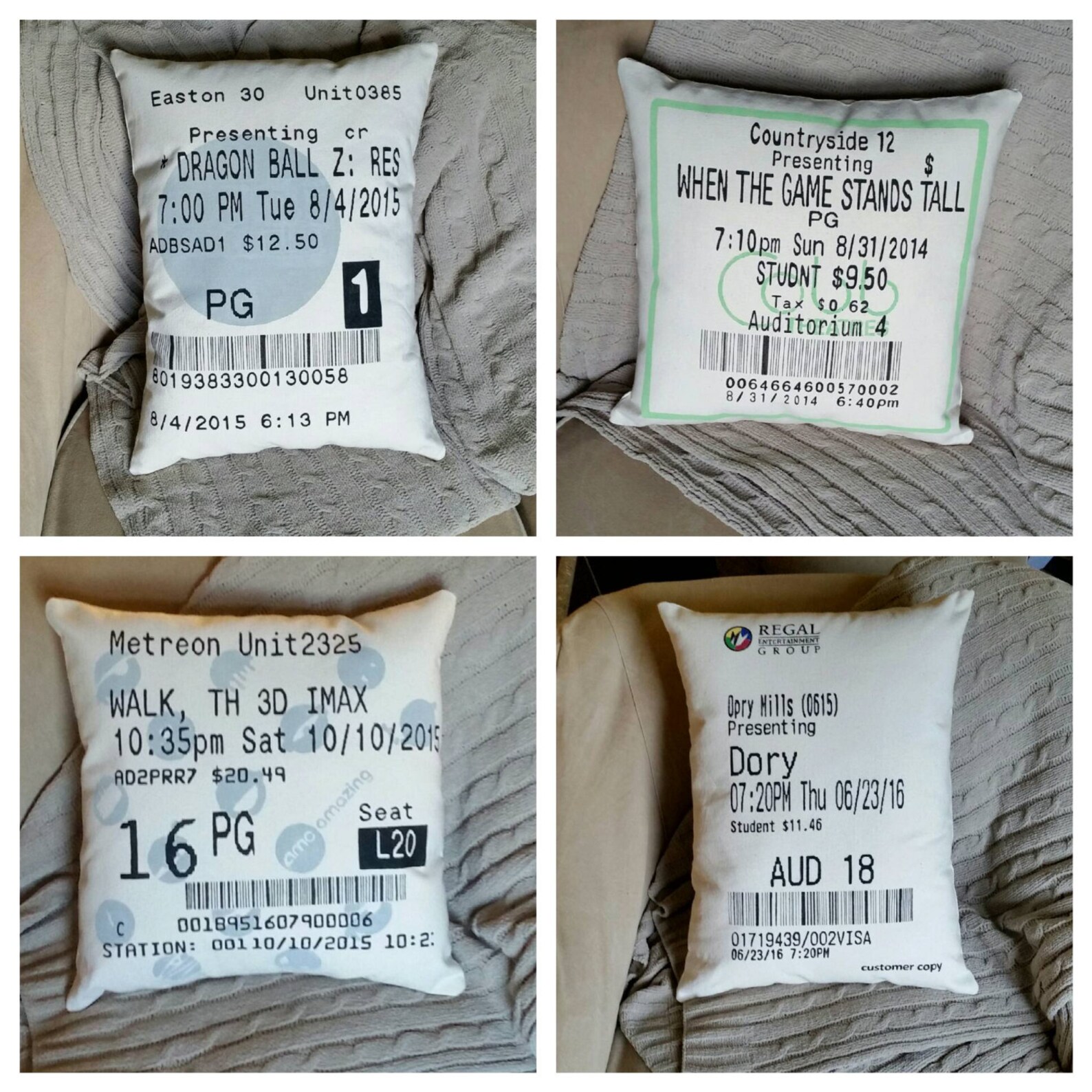 Movie Ticket Stub Pillow Concert Broadway Ticket Etsy