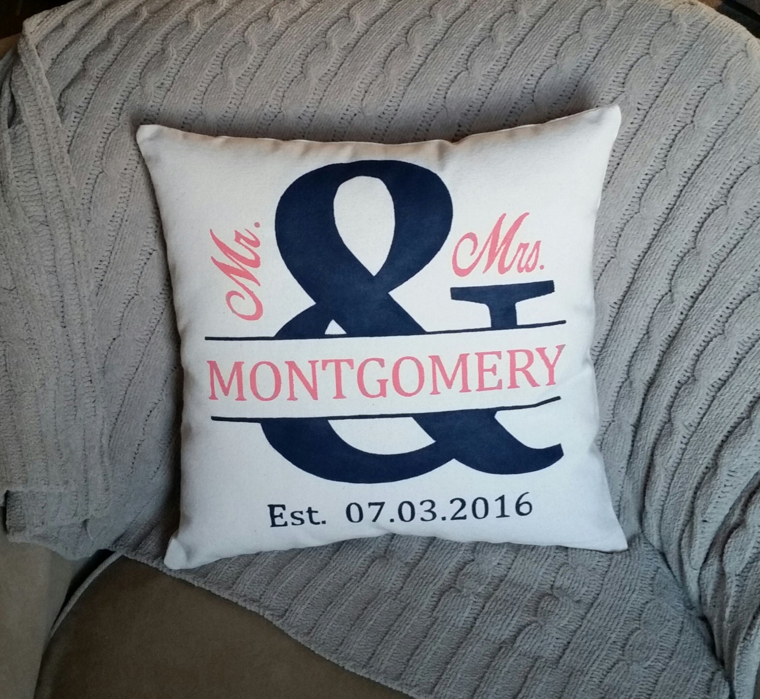 Mr and Mrs Wedding Pillow Personalized Gifts for Married Etsy
