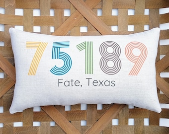 Mid Century Modern Zip Code Lumbar Pillow: New Home Gift