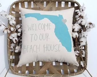 Customized Coastal Home Pillow for Beach Lovers, Welcome Beach House Decor