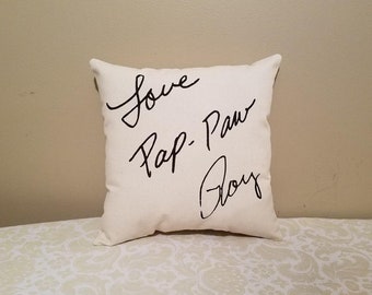Handwriting Pillow | Remembrance Gifts Handwriting | In Memory of Mom | In Memory of Dad | In Memory of Grandma Grandpa | Memorial Gift