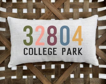 Zip Code Pillow, Housewarming Gift for Best Friend Female
