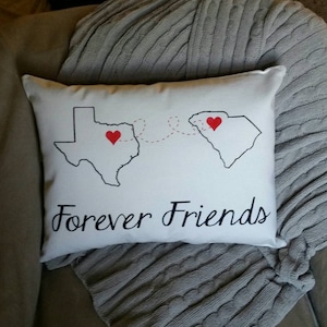 Long Distance Best Friend Gifts State to State Pillow Miles Apart But Close at Heart Bridesmaid Gift BFF Gifts Miss you gift image 5