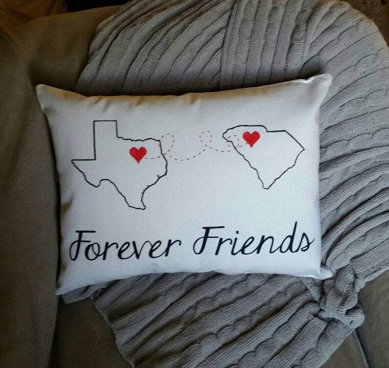 Long Distance Best Friend Gifts State to State Pillow Miles Apart But Close at Heart Bridesmaid Gift BFF Gifts Miss you gift image 5