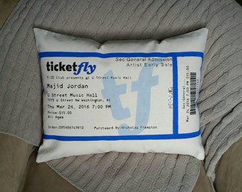 Custom Movie or Concert Ticket Stub Gift Pillow