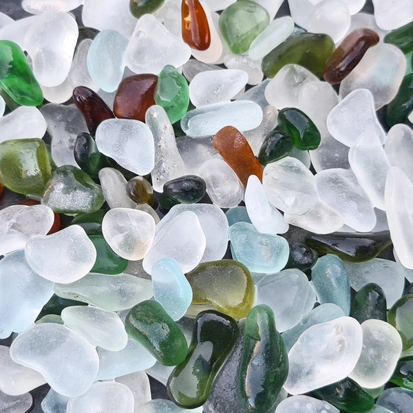 Mixed Colours Sea Glass 200g / Assorted shades and sizes / Craft Quality / UK beaches