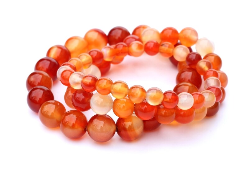 8 and 10 mm Orange Stone Bracelet Men\u2019s Women\u2019s Stacking Bracelet Carnelian Gemstone Bracelet 6