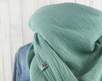 Scarf triangular muslin women, scarf sage green, XXL scarf made of cotton, mama scarf