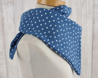 Muslin cloth for babies and toddlers, denim blue with small stars