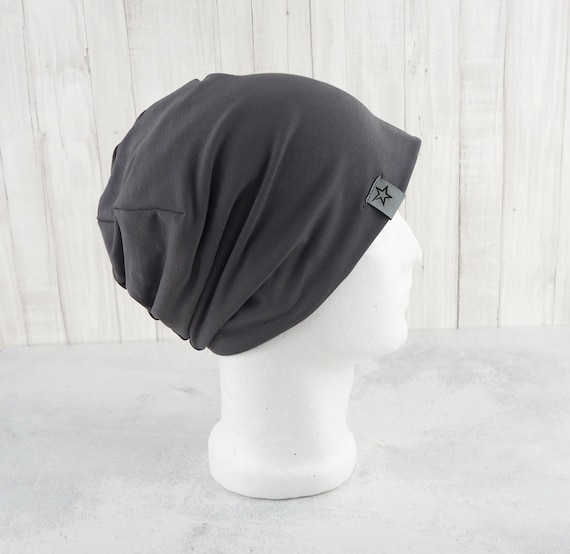 Beanie dunkelgrau, genäht aus leichtem Sweat, für Männer, Damen und große Jungen und Mädchen