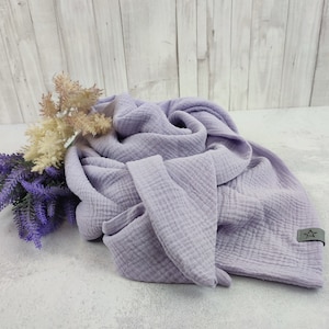 Women's triangular muslin scarf, lilac scarf, XXL cotton scarf, mother's scarf image 6