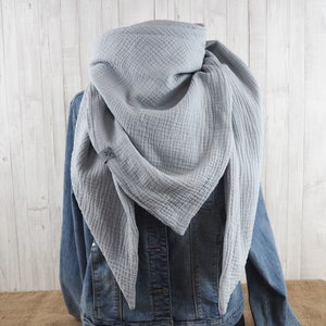 Cloth triangular scarf muslin adults, scarf light gray, XXL cloth made of cotton, mommy towel image 3