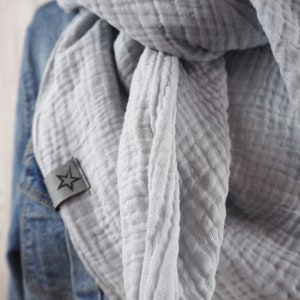 Cloth triangular scarf muslin adults, scarf light gray, XXL cloth made of cotton, mommy towel image 2