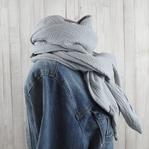 Cloth triangular scarf muslin adults, scarf light gray, XXL cloth made of cotton, mommy towel image 4