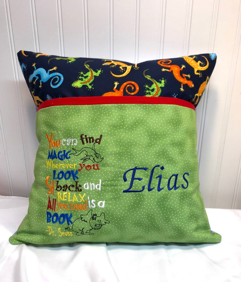 Boys reading pillow reading pillow personalized pillow book | Etsy