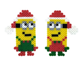 Holiday Minions Perler Toy, Ornament, Christmas, Winter