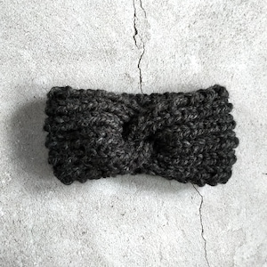Charcoal Hand Knit Twisted Chunky Headband, Ear warmer, Adult and Teen, Wool