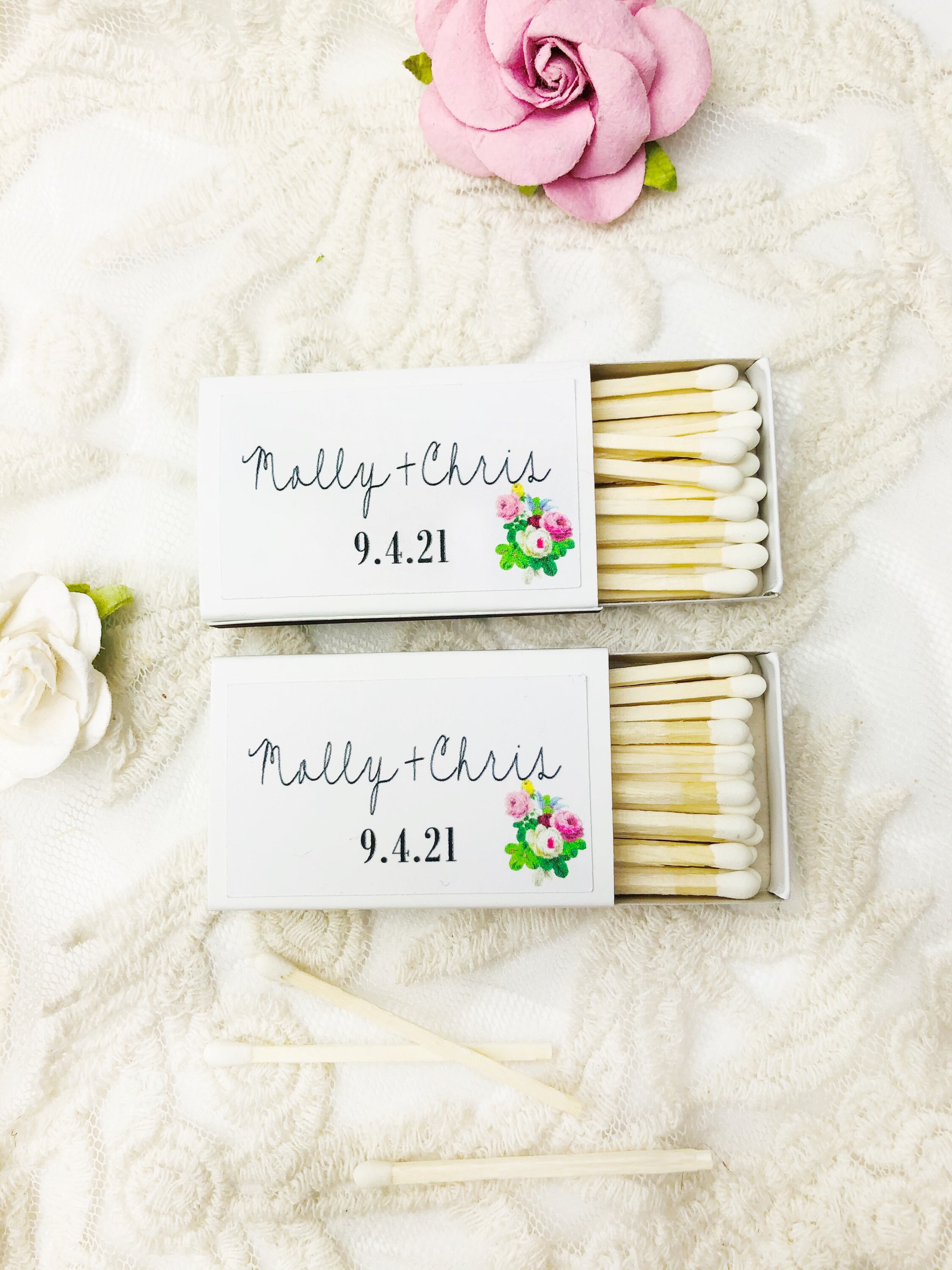 Set of 50 Personalized wedding matches Custom match box Etsy