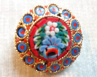 Vintage Micro Mosaic brooch, Tesserae brooch