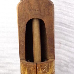 Antique Wooden German Sausage Stuffer Hand Tool, Vintage Wood Sausage Puller, signed Germany