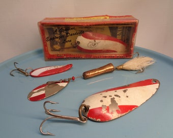 Vintage Wonder Lures Store Display Card Stee Lee Steelhead and Salmon Lures  Acme Tackle Company Providence Rhode Island 7 Lures 