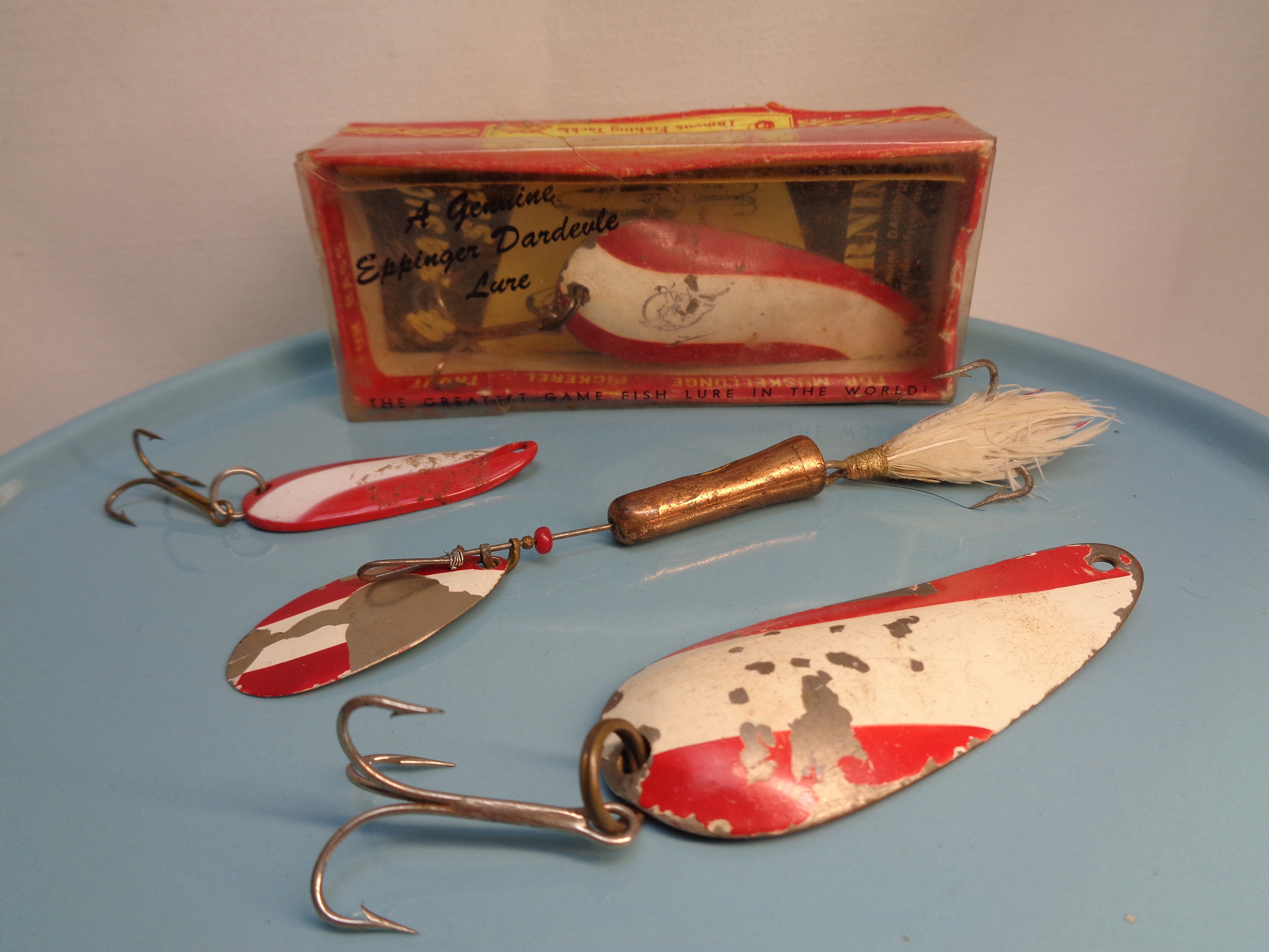3 OLD VINTAGE HERBS DILLY SPINNING FISHING TACKLE LURE