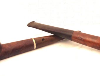Vintage Pair of Briar Tobacco Pipes, Italian Briar and England Briar Smoking Pipes, Set of 2