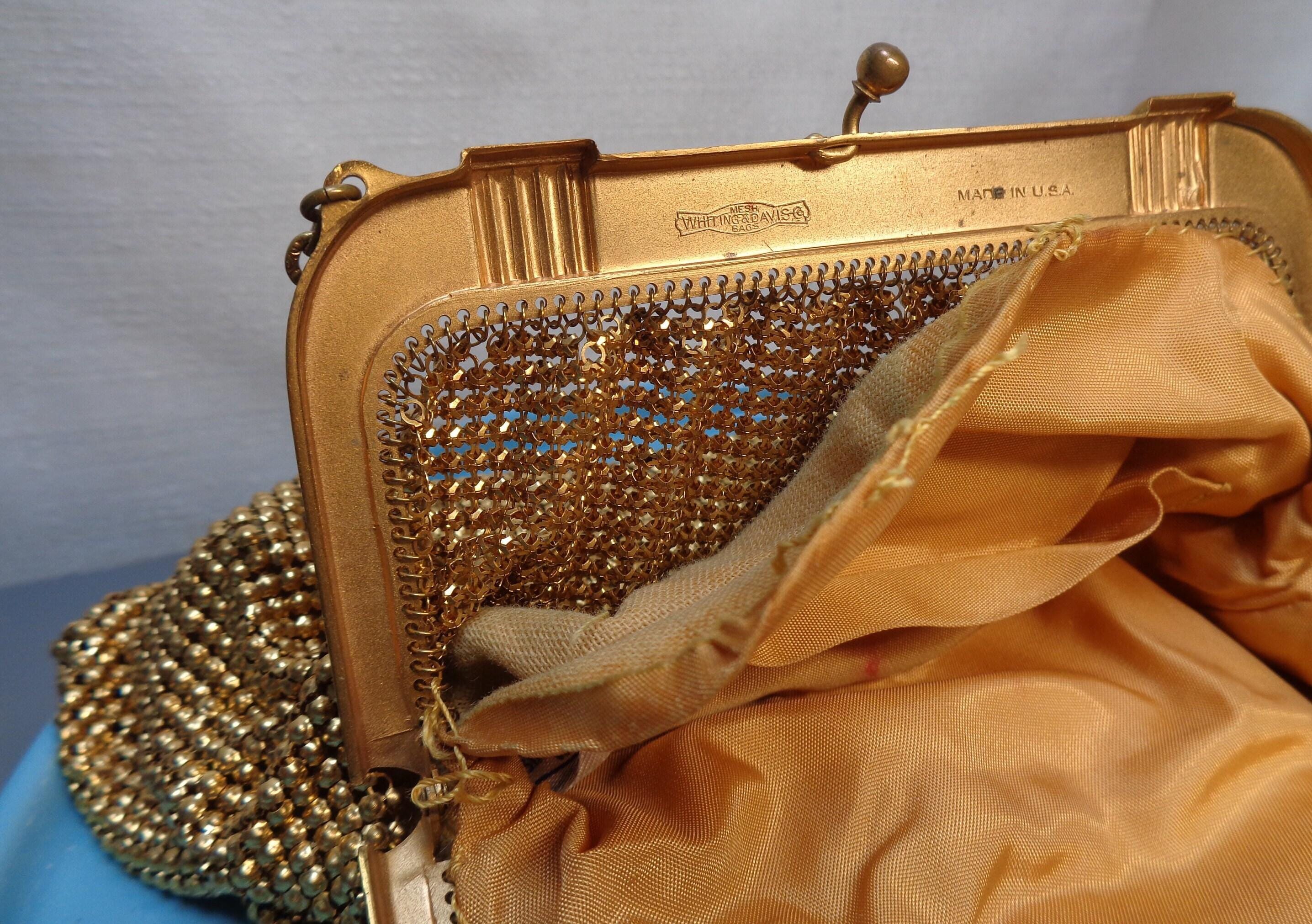 Vintage Whiting & Davis Gold Chain Mesh Purse, Vintage Gold