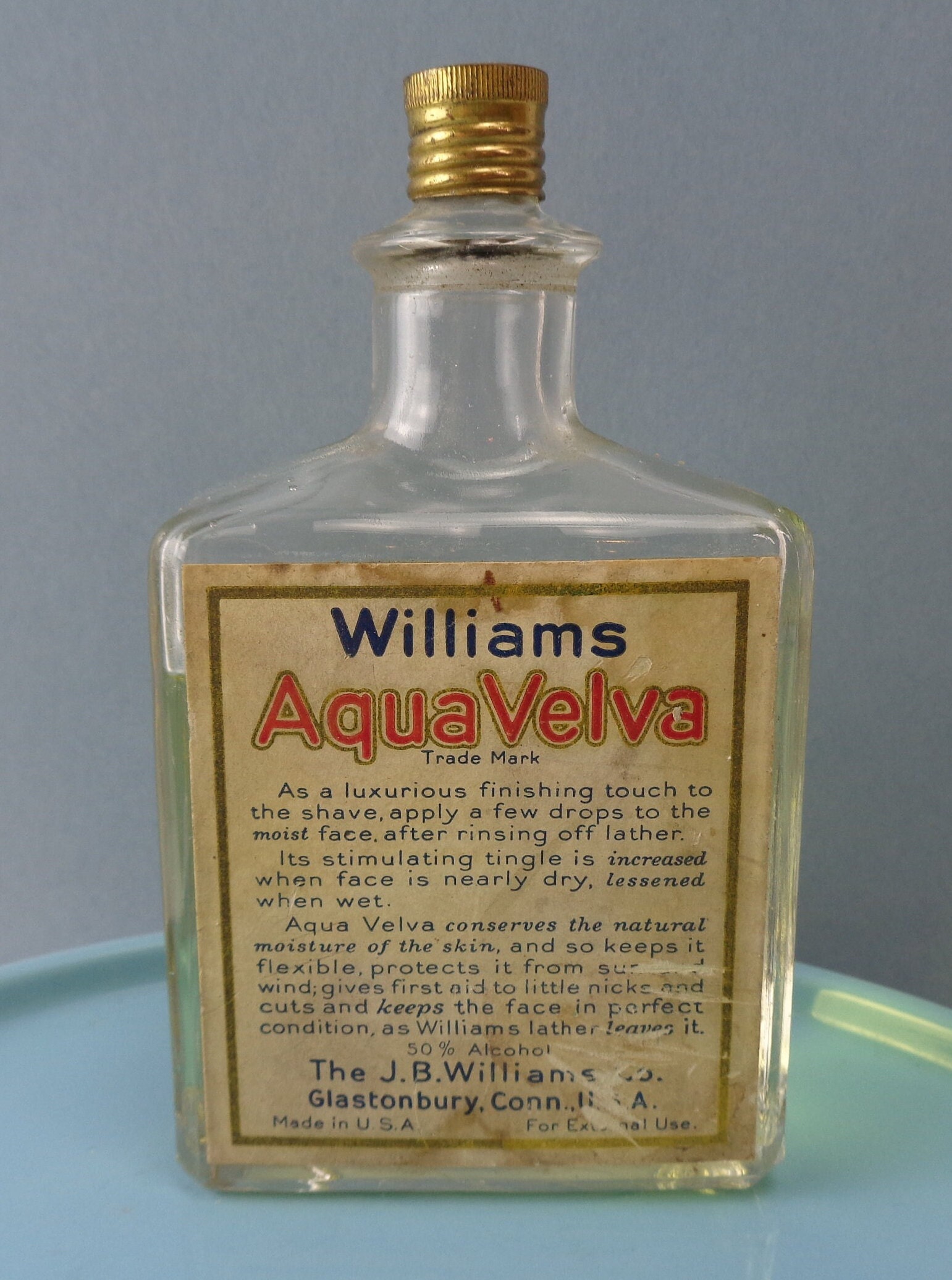 Vintage Williams Aqua Velva Cologne Bottle, Antique 1920's Aqua Velva After  Shave, JB Williams Co, Glastonbury, Conn, USA -  Australia