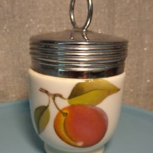 Vintage Royal Worcester Small Egg Coddler, Royal Worcester Peach and Raspberries Egg Coddler, made in England