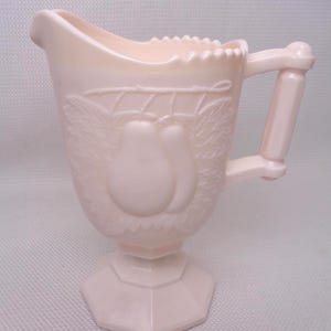 Vintage Pink Milk Glass Creamer, Vintage Jeannette Shell Pink Milk Glass Footed Creamer