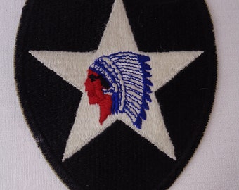 Vintage WWII US Army 2nd Infantry Division Patch, Vintage US Military Army Indian Chief Star Patch
