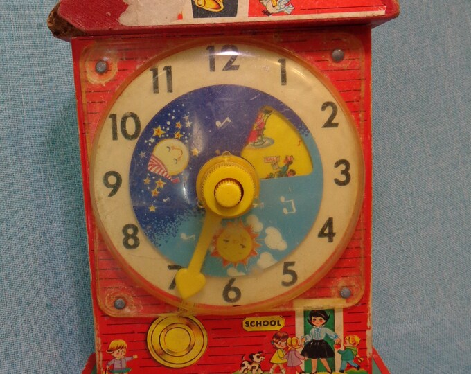 Vintage Fisher Price Music Box Teaching Clock 998, Vintage Fisher Price