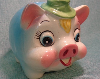 Vintage Rossini Ceramic Piggy Bank, Vintage Ceramic Coin Piggy Bank, Piggy Golfer Bank