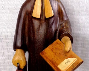 Vintage Carved Wood Romer Lawyer Solicitor Barrister Judge Figure, made by Romer in Italy