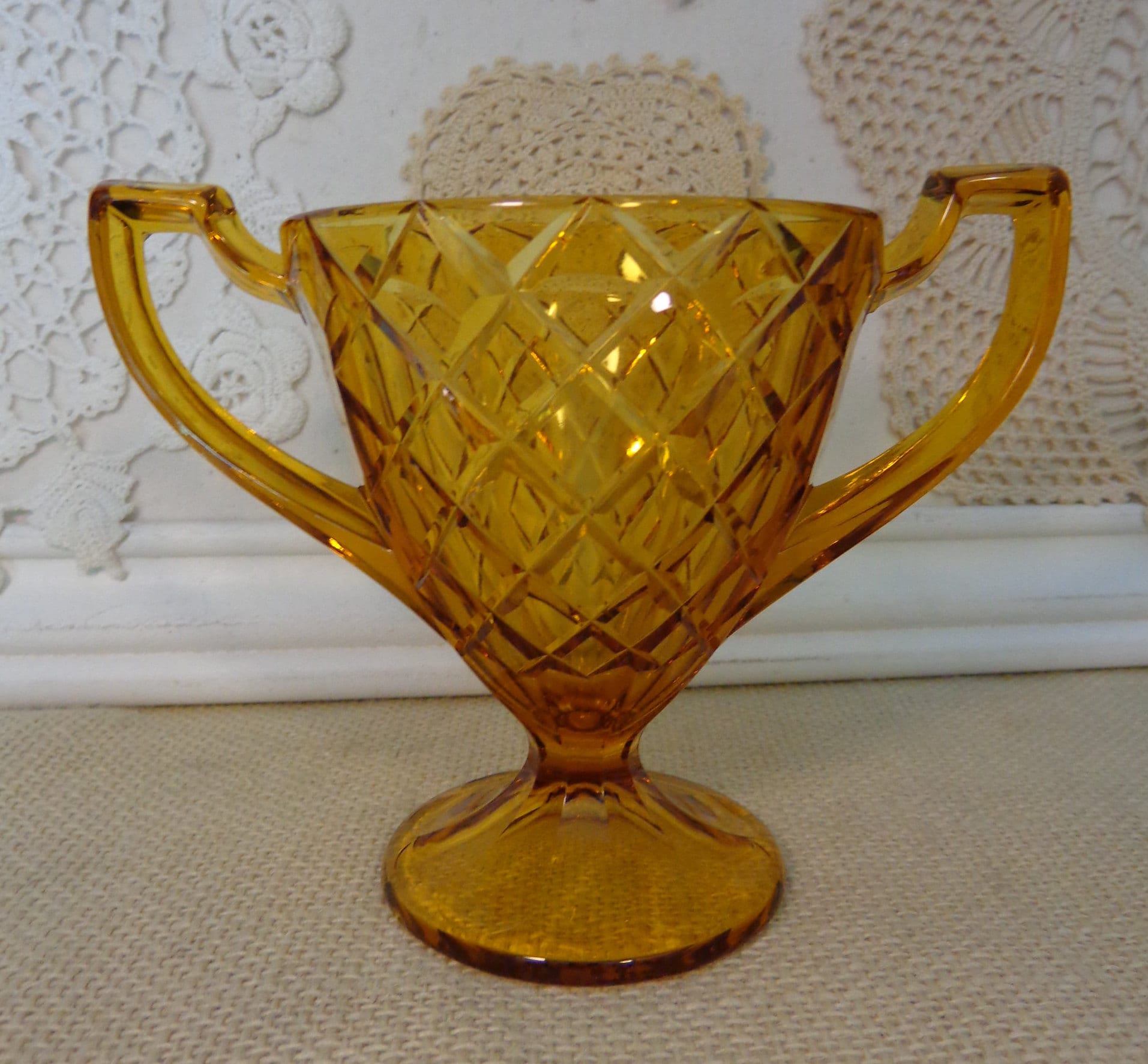Collectible Glass Vintage Amber Glass Urn Vase Vintage Amber Glass
