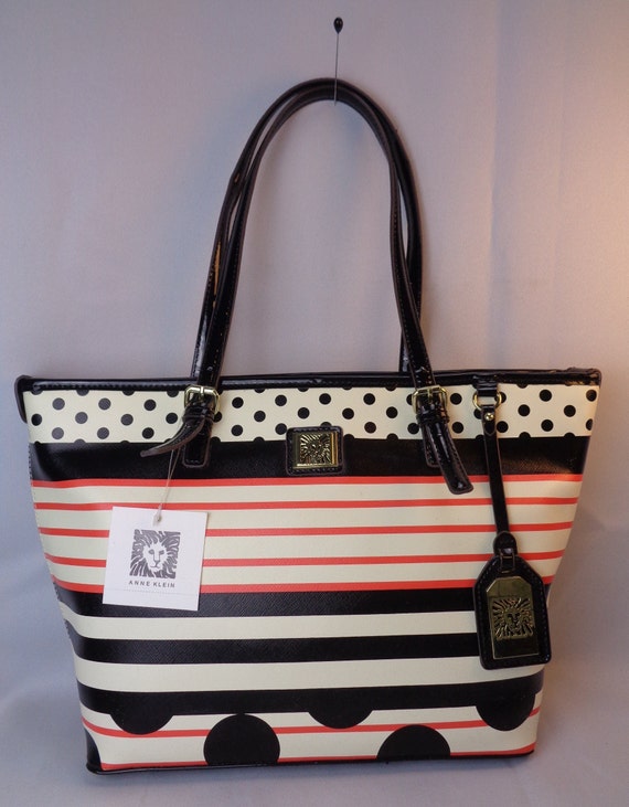 Anne Klein Black Coral Dots and Stripes Perfect To