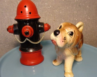 Vintage Dog and Hydrant Salt and Pepper Shakers, Vintage Kangaroos Salt Pepper Shakers, Japan