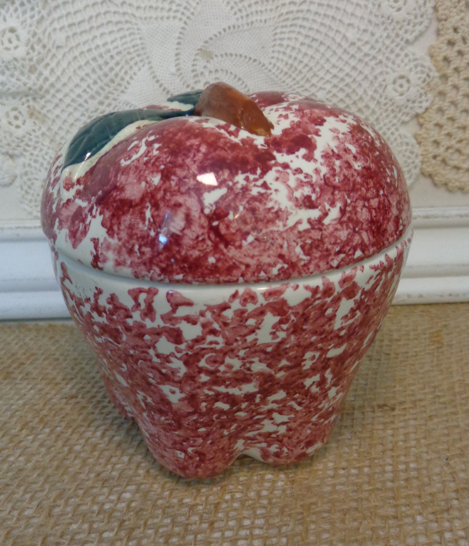 Vintage Chaparral Pottery Apple Sugar Bowl Vintage Spongeware Etsy