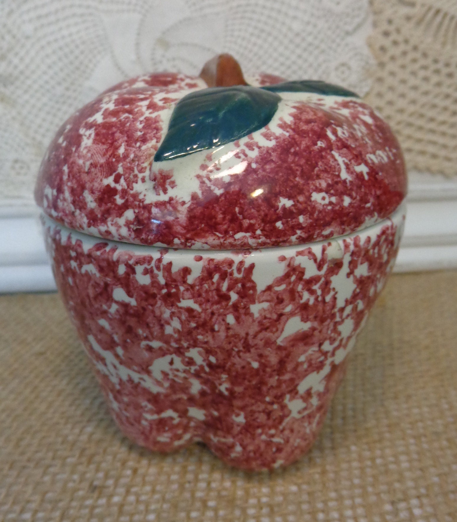 Vintage Chaparral Pottery Apple Sugar Bowl Vintage Spongeware Etsy
