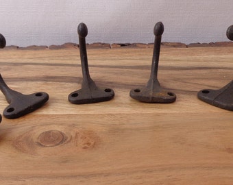 Vintage Cast Iron Coat Hooks, Antique Cast Iron Coat Hooks, Set of 6