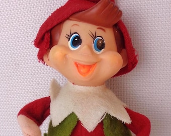 Elfo navideño vintage Delta, adorno de duendecillo Delta de MCM, Japón