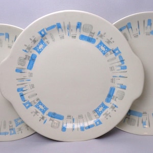 Vintage Mar-Crest Blue Heaven Platter and Two Plates, Vintage Blue Heaven, Set of 3, USA